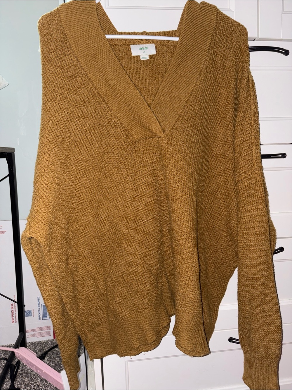 Aerie V-Neck Oversized Sweater Hoodie L